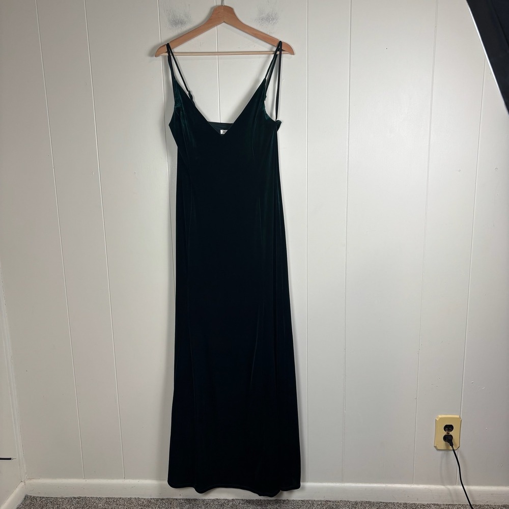 BCBGeneration Emerald Green Velvet Spaghetti Strap Maxi Dress Size M